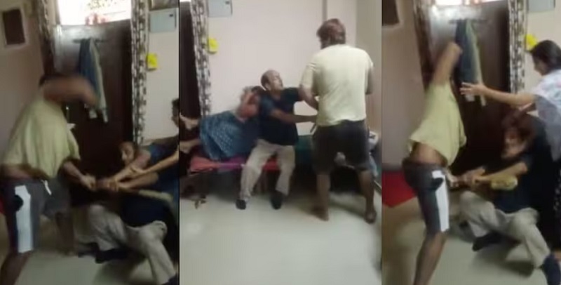क्षुल्लक कारणावरून लेकानेच आईला अमानुष मारहाण करत ठार मारलं; मारहाणीचा व्हिडीओ व्हायरल